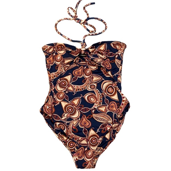 NWT A.L.C. Navy Multi Print Anita Cut-Out One Piece - Sz M - Picture 3 of 5